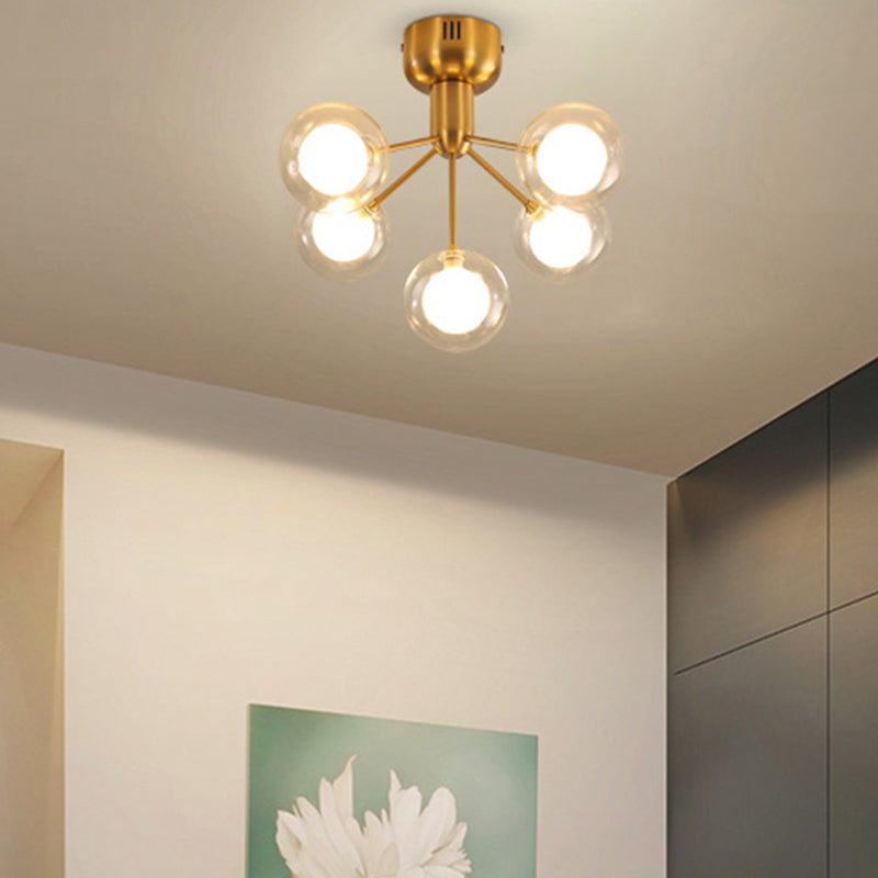 Sputnik Ceiling Lighting Contemporary 5-Light Semi Flush Mount for Hallway