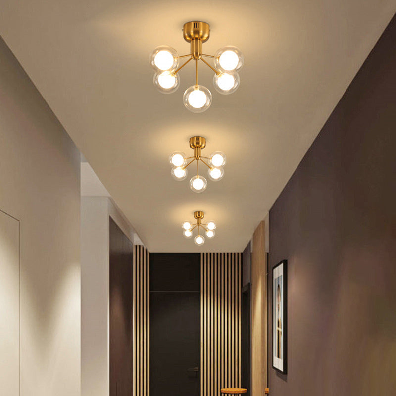 Sputnik Ceiling Lighting Contemporary 5-Light Semi Flush Mount for Hallway