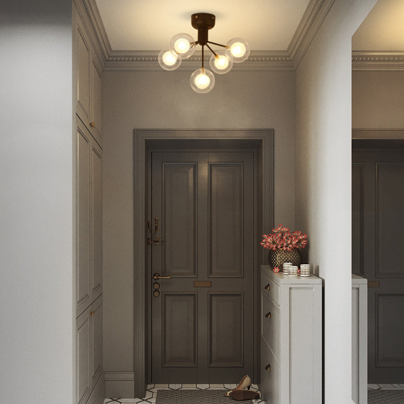 Sputnik Ceiling Lighting Contemporary 5-Light Semi Flush Mount for Hallway