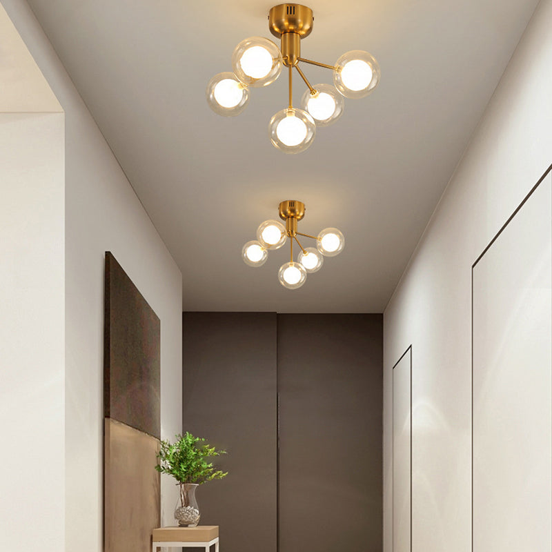 Sputnik Ceiling Lighting Contemporary 5-Light Semi Flush Mount for Hallway