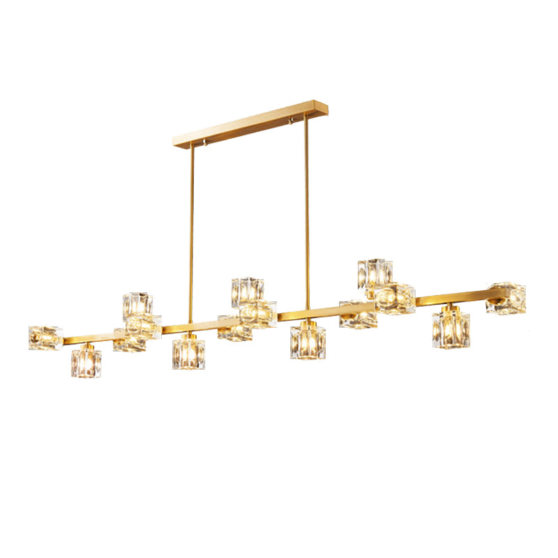 Contemporary 7/9/11/13/15-Light Golden Kitchen Island Lighting LED Ceiling Light