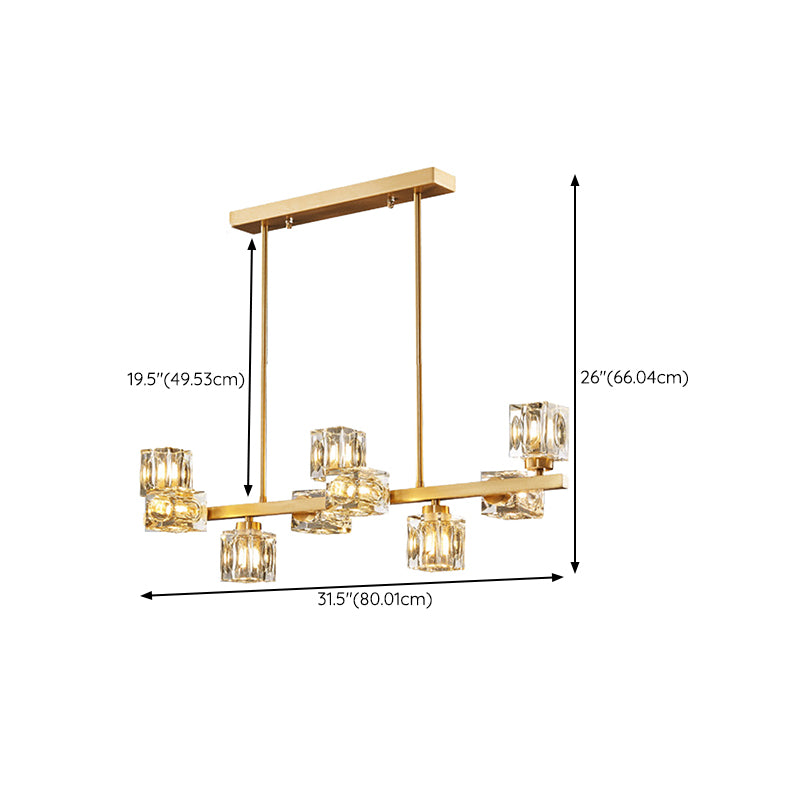 Contemporary 7/9/11/13/15-Light Golden Kitchen Island Lighting LED Ceiling Light