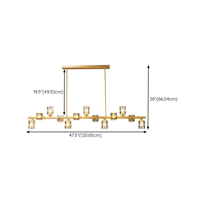 Contemporary 7/9/11/13/15-Light Golden Kitchen Island Lighting LED Ceiling Light