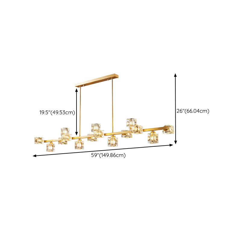 Contemporary 7/9/11/13/15-Light Golden Kitchen Island Lighting LED Ceiling Light