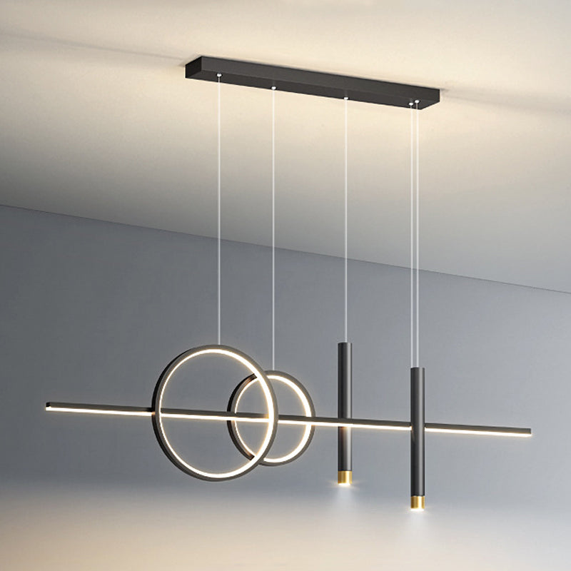 Contemporary 5-Light Golden Kitchen Island Lighting LED Ceiling Light