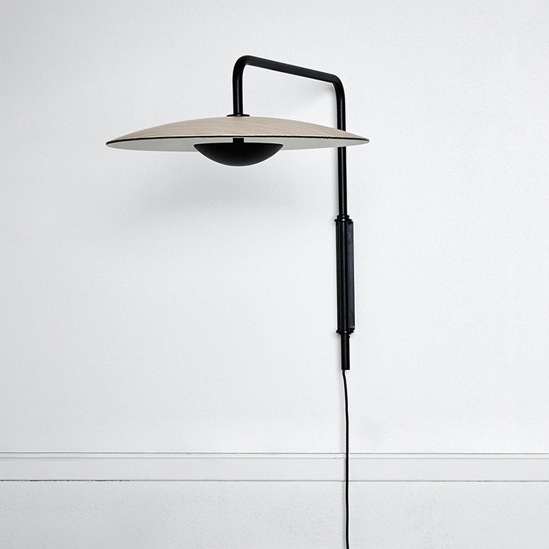 Modern Swing Arm Wall Sconce Circle Shape Wall Light with Metal Shade for Bedroom