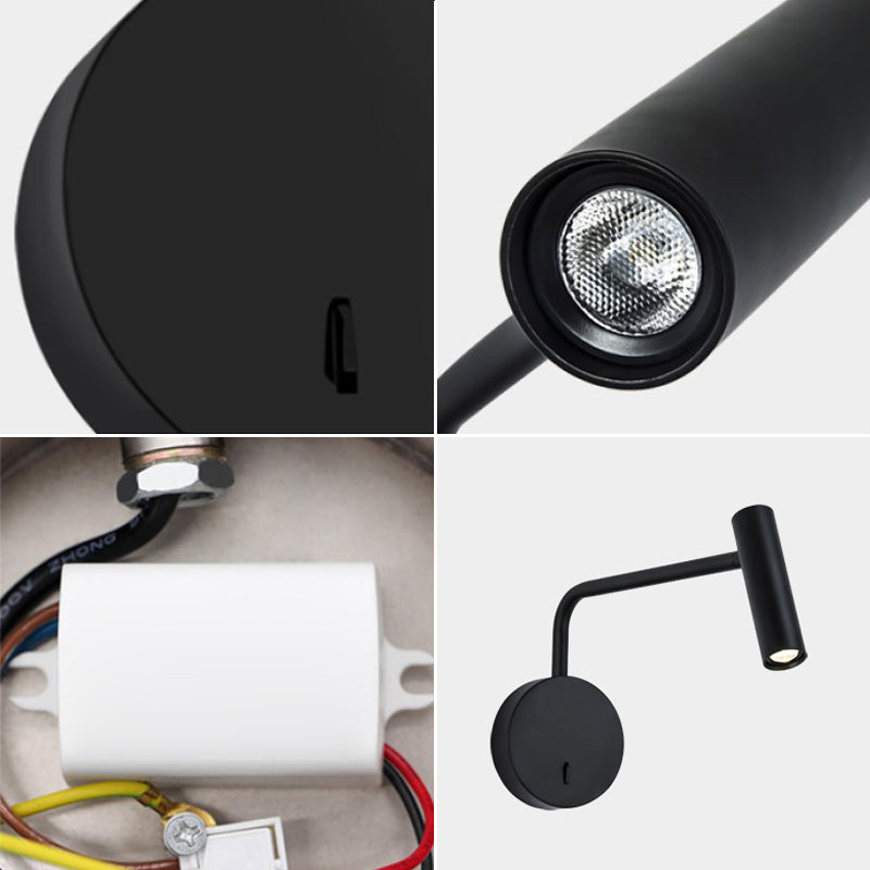 Modern Style Cylinder Shade Wall Lamp Metal 1 Light Sconces for Bedroom