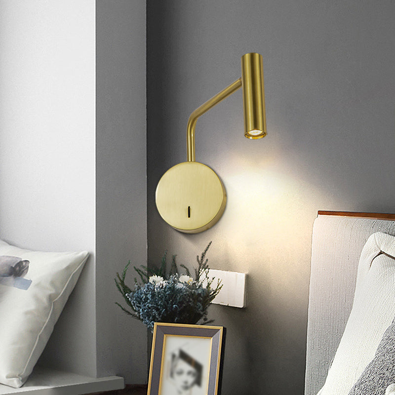 Modern Style Cylinder Shade Wall Lamp Metal 1 Light Sconces for Bedroom