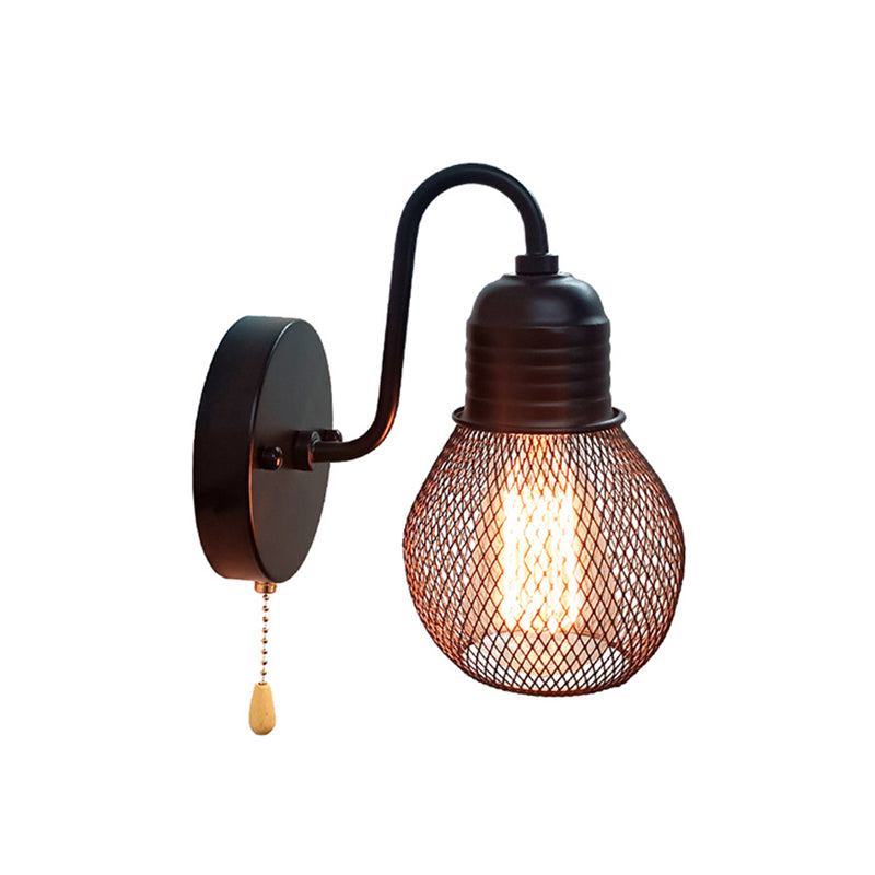 Industrial Wall Sconce Ball Shape Wall Light with Metal Shade for Bedroom