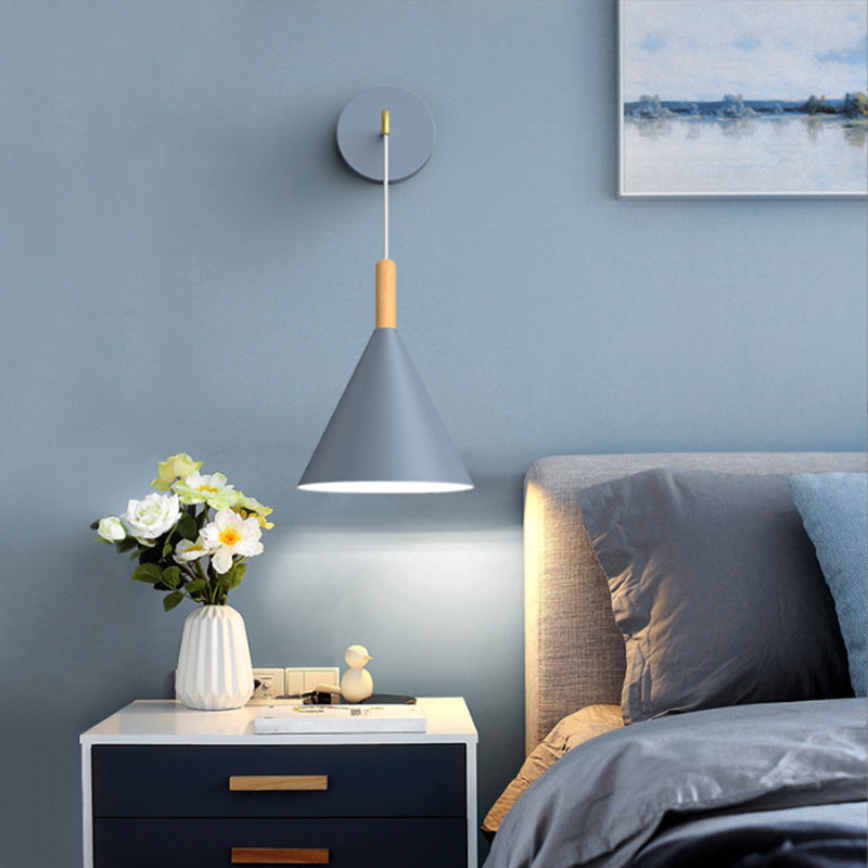 Macaron Style Wall Lamp Metal 1 Light Sconce Light for Bedroom