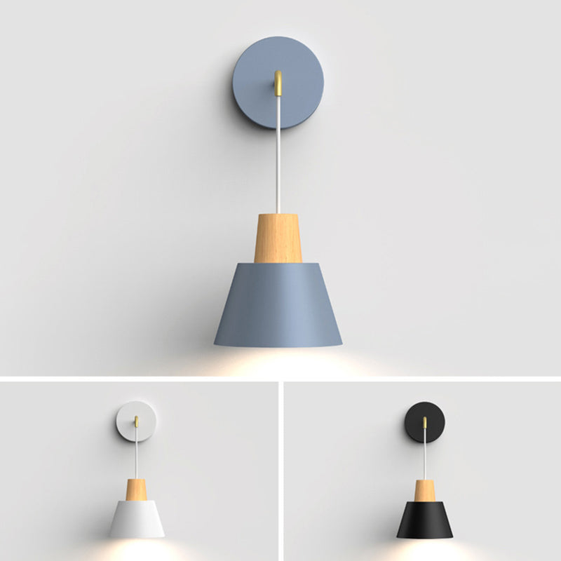 Macaron Style Wall Lamp Metal 1 Light Sconce Light for Bedroom