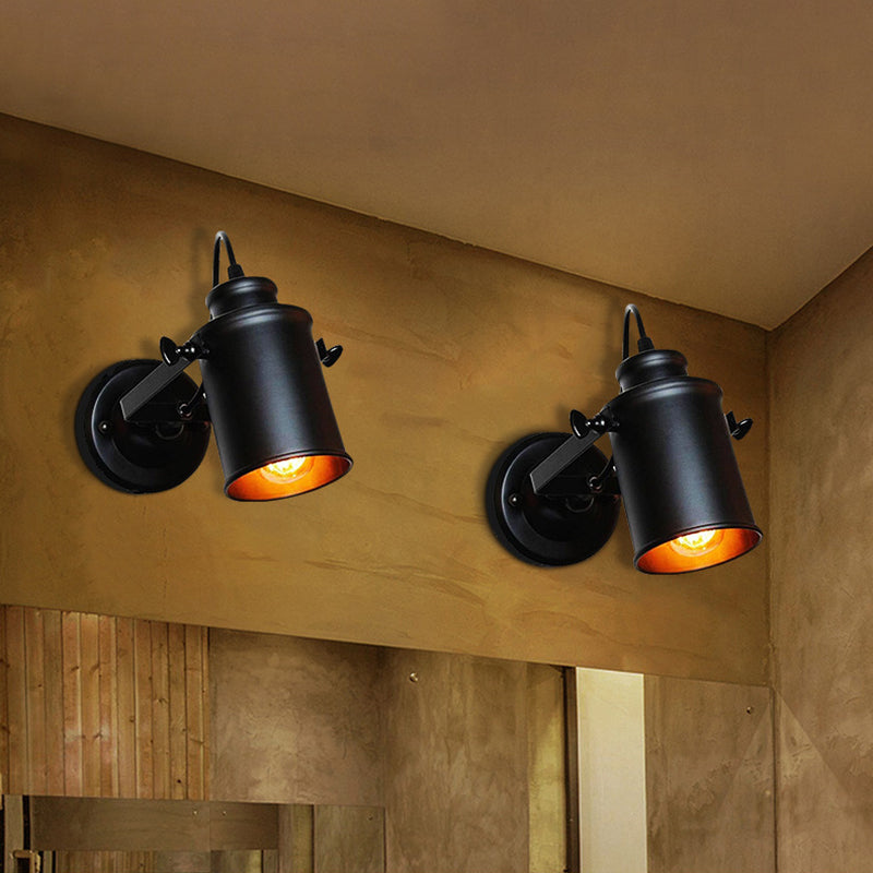 Industrial Style Iron Wall Mount Light Cylinder Shape Wall Lamp for Living Room