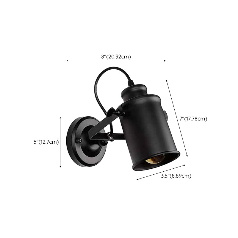 Industrial Style Iron Wall Mount Light Cylinder Shape Wall Lamp for Living Room