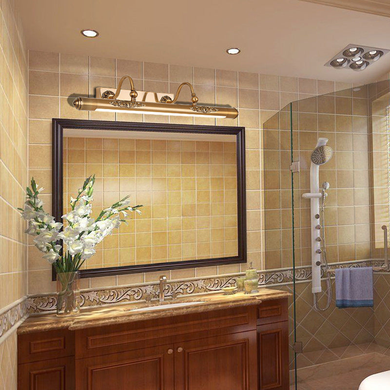 Gold LED Vanity Light Modern Simple Mirror Front Light with Acrylic Shade for Bathroom