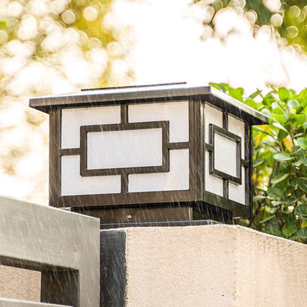 Contemporary Pillar Lamp Minimalist Solar Lamp with Acrylic Shade for Backyard