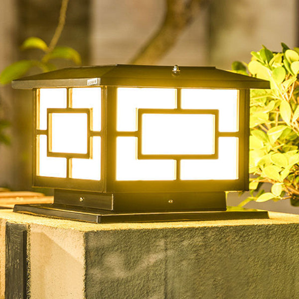 Contemporary Pillar Lamp Minimalist Solar Lamp with Acrylic Shade for Backyard