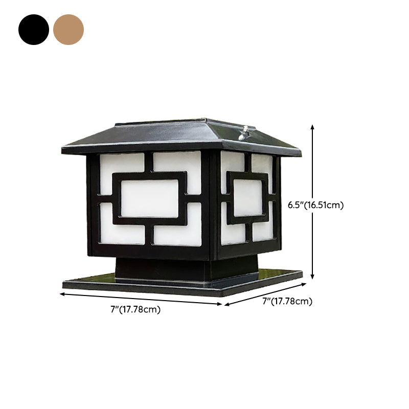 Contemporary Pillar Lamp Minimalist Solar Lamp with Acrylic Shade for Backyard