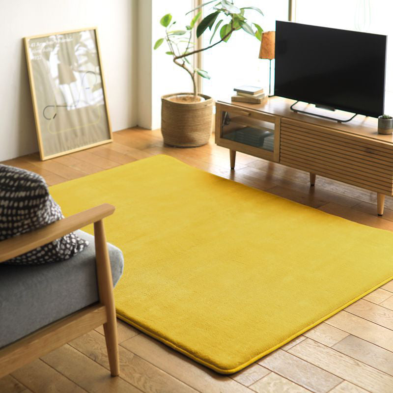 Yellow Casual Rug Polyester Pure Color Rug Washable Rug for Home Decor