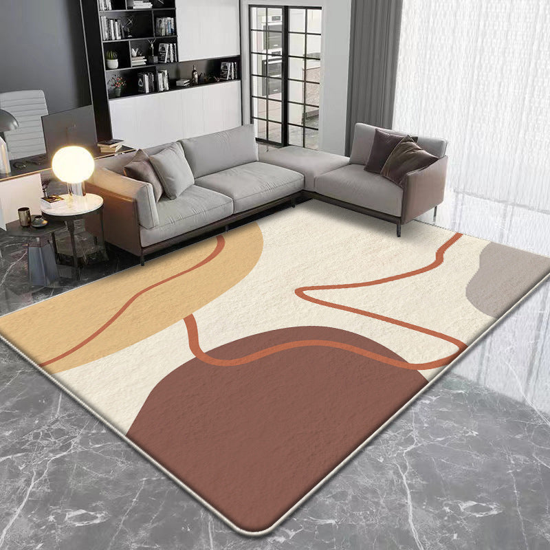 Orange Modern Carpet Polyester Piece Carpet Stain Resistant Carpet for Drawing Room