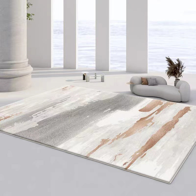 Light Grey Modern Carpet Polyester Graphic Area Carpet Washable Carpet for Home Decor