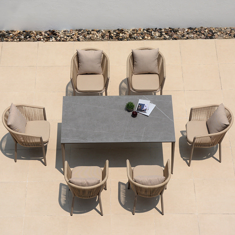 Bohemian Style 1/4/5/7 Pieces Dining Set Stone Dining Table Set for Outdoor