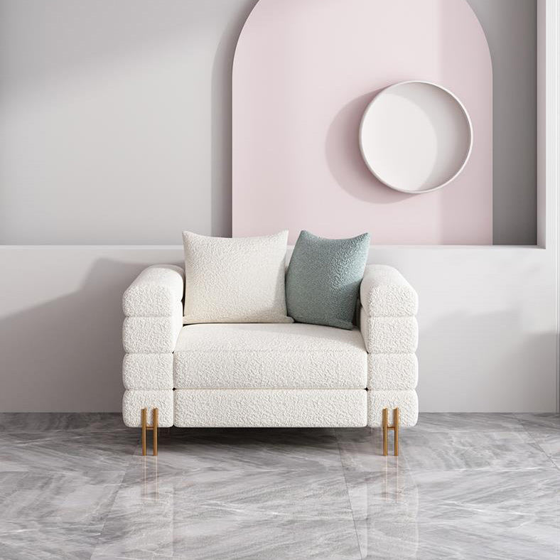 Modern White Wool Sofa with Tuxedo Arm and Tight Back for Apartment