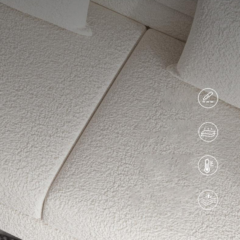 Modern White Wool Sofa with Tuxedo Arm and Tight Back for Apartment