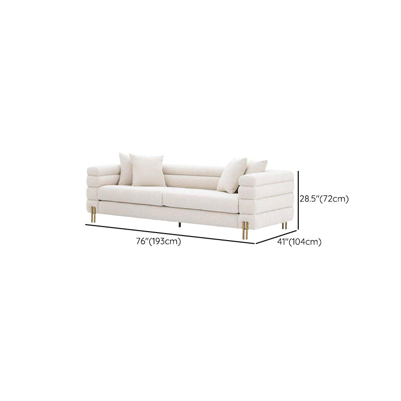 Modern White Wool Sofa with Tuxedo Arm and Tight Back for Apartment