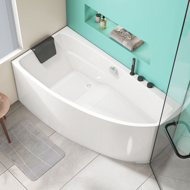 Modern Corner White Bathtub Back to Wall with Drain Bath Tub