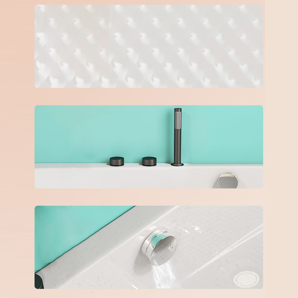 Modern Corner White Bathtub Back to Wall with Drain Bath Tub