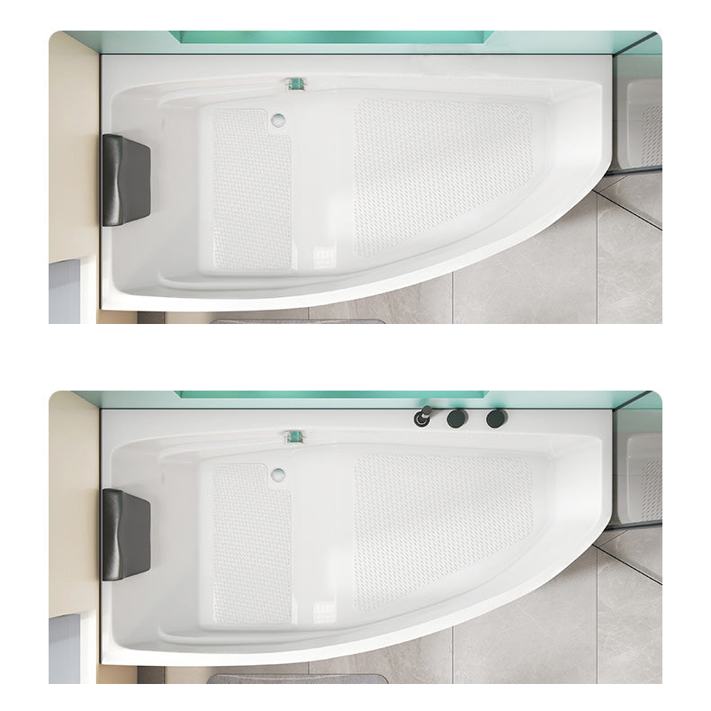 Modern Corner White Bathtub Back to Wall with Drain Bath Tub