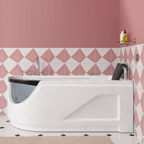 Left-Hand Drain Bathroom Tub Modern Free Form Back to Wall Bathtub