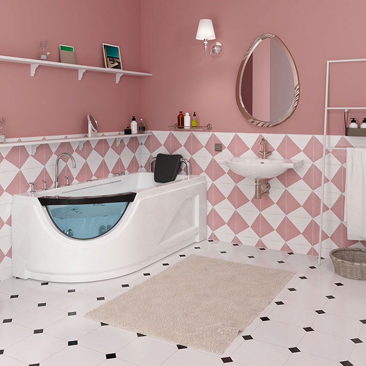 Left-Hand Drain Bathroom Tub Modern Free Form Back to Wall Bathtub