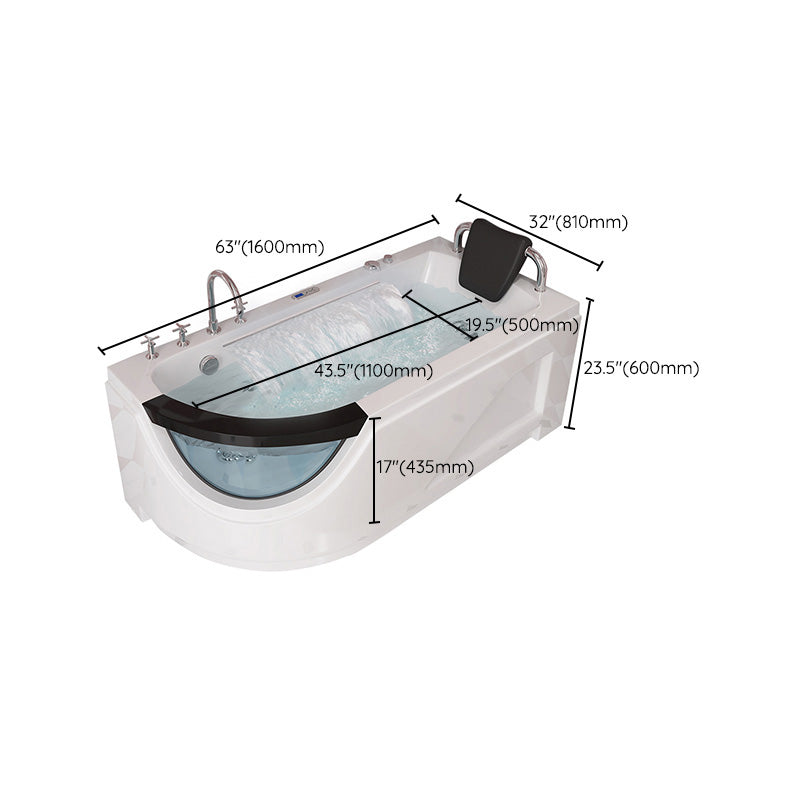 Left-Hand Drain Bathroom Tub Modern Free Form Back to Wall Bathtub