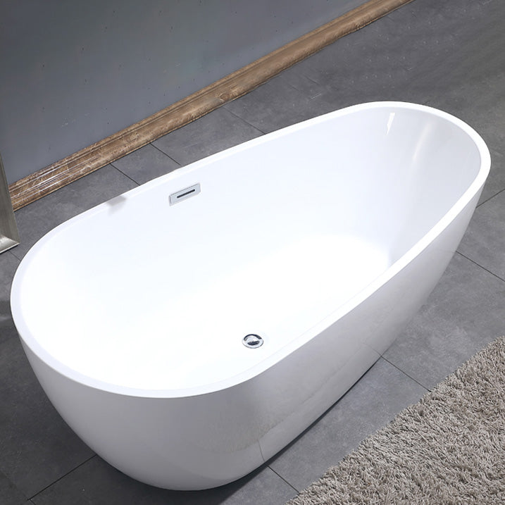 Freestanding Soaking Bathtub White Center Drain Acrylic Bath Tub