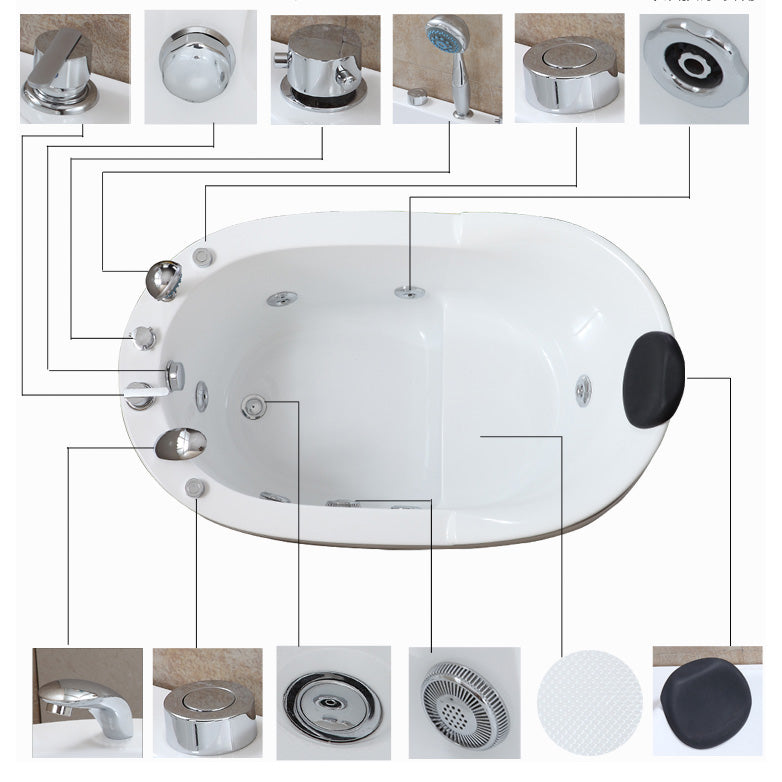 Stand Alone Acrylic Bathtub Modern Oval Left-Hand Drain Bath Tub