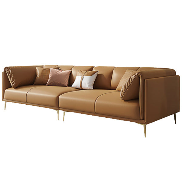 Modern Leather Pillow Top Arm Sofa Cushions Standard Sofa in Oragne