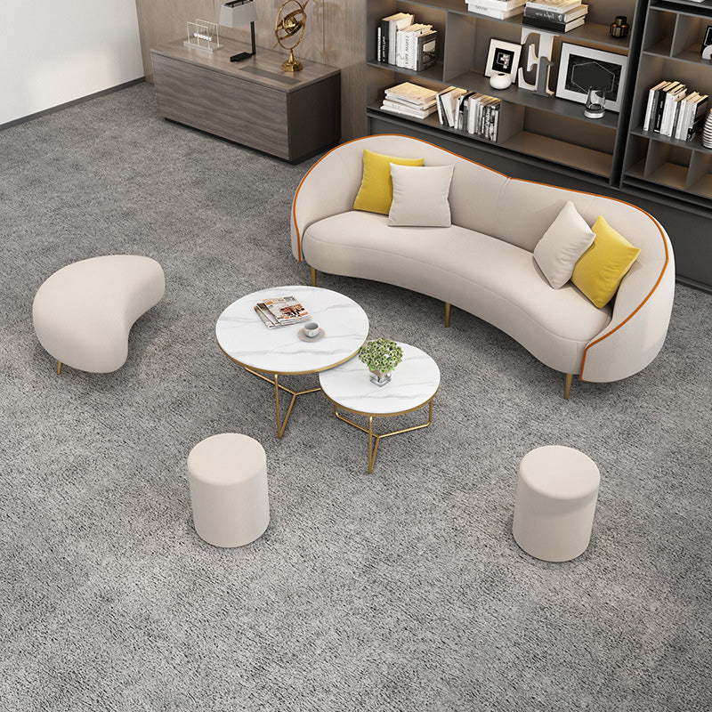Contemporary White/Grey Sofa with Tight Back Curved Sofa for Apartment