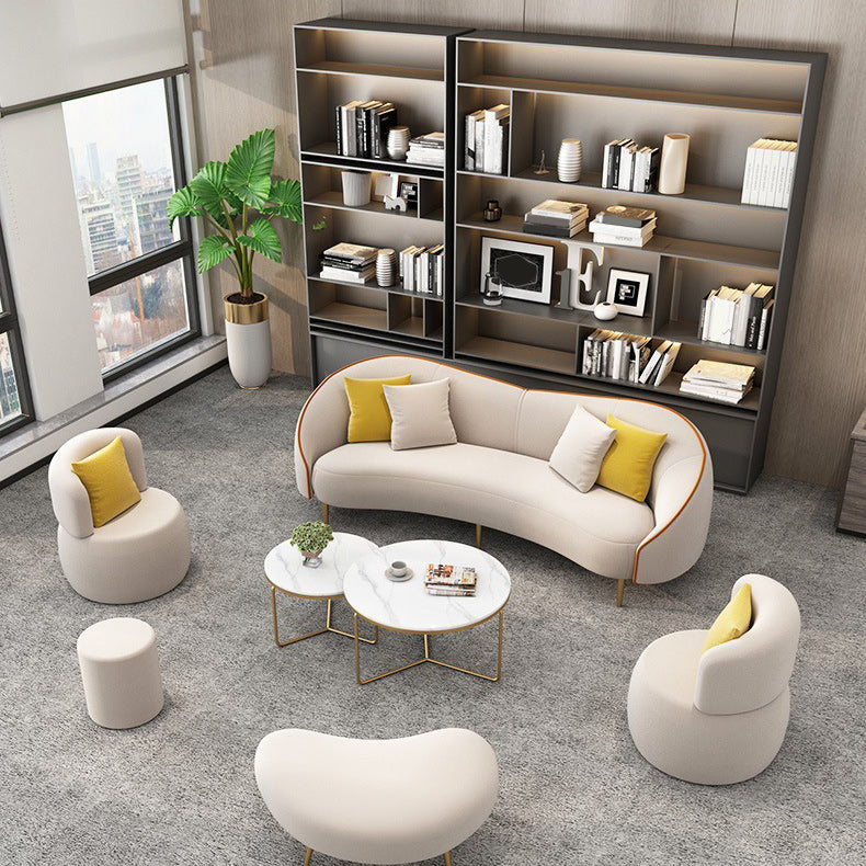 Contemporary White/Grey Sofa with Tight Back Curved Sofa for Apartment