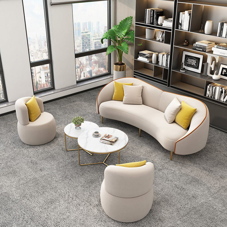 Contemporary White/Grey Sofa with Tight Back Curved Sofa for Apartment