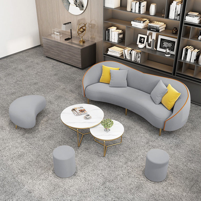 Contemporary White/Grey Sofa with Tight Back Curved Sofa for Apartment