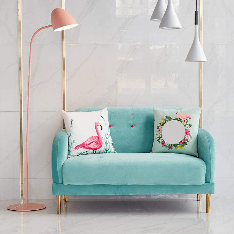 Contemporary 34.25" H Solid Color Velvet Square Arm Sofa for Living Room