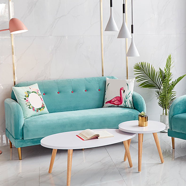 Contemporary 34.25" H Solid Color Velvet Square Arm Sofa for Living Room