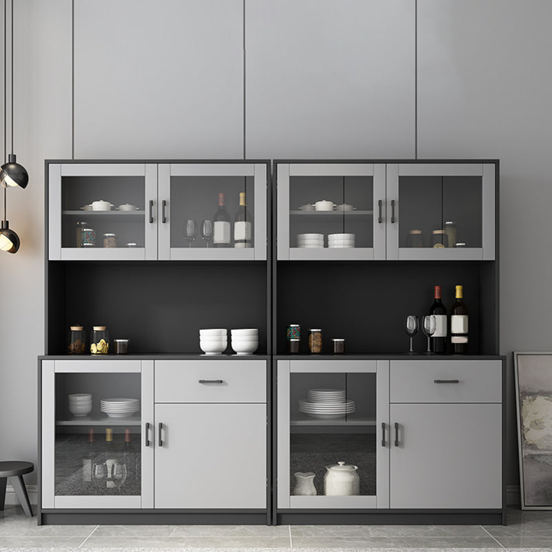 Contemporary Dining Hutch Faux Wood Hutch Buffet for Dining Room