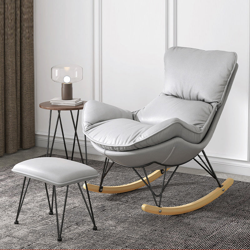 Modern Rocker Upholstered Tufted Cushions Wingback Glider with Dark Leg