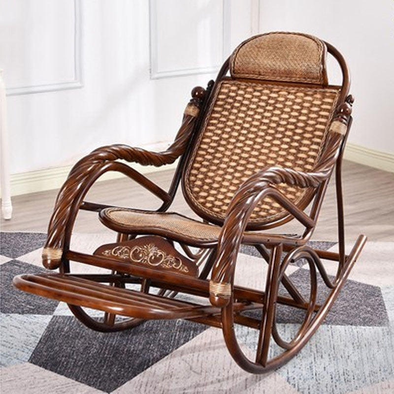 Rattan Rocking Chair Pure Color Traditional Woven Rope Rocking Chair in Living Room