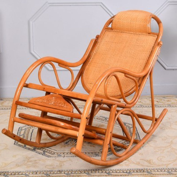 Rattan Rocking Chair Pure Color Traditional Woven Rope Rocking Chair in Living Room
