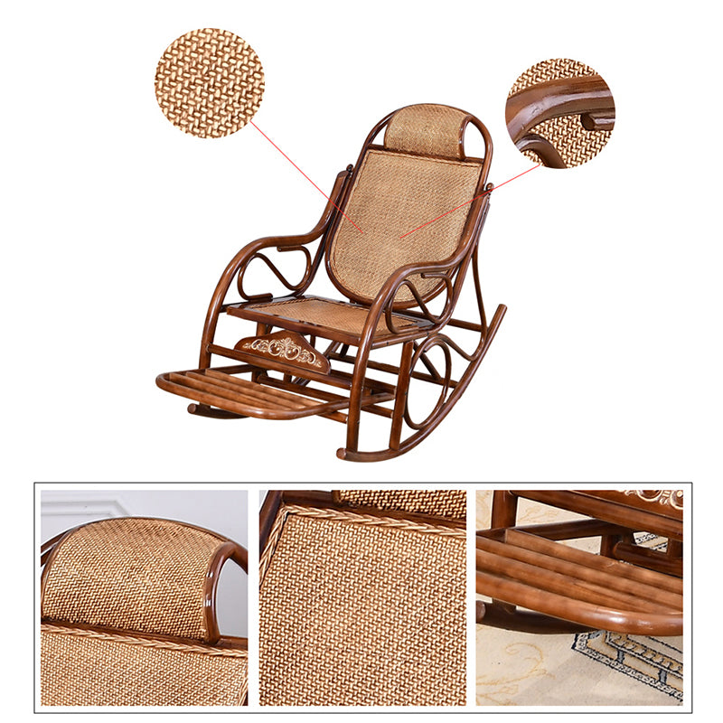 Rattan Rocking Chair Pure Color Traditional Woven Rope Rocking Chair in Living Room