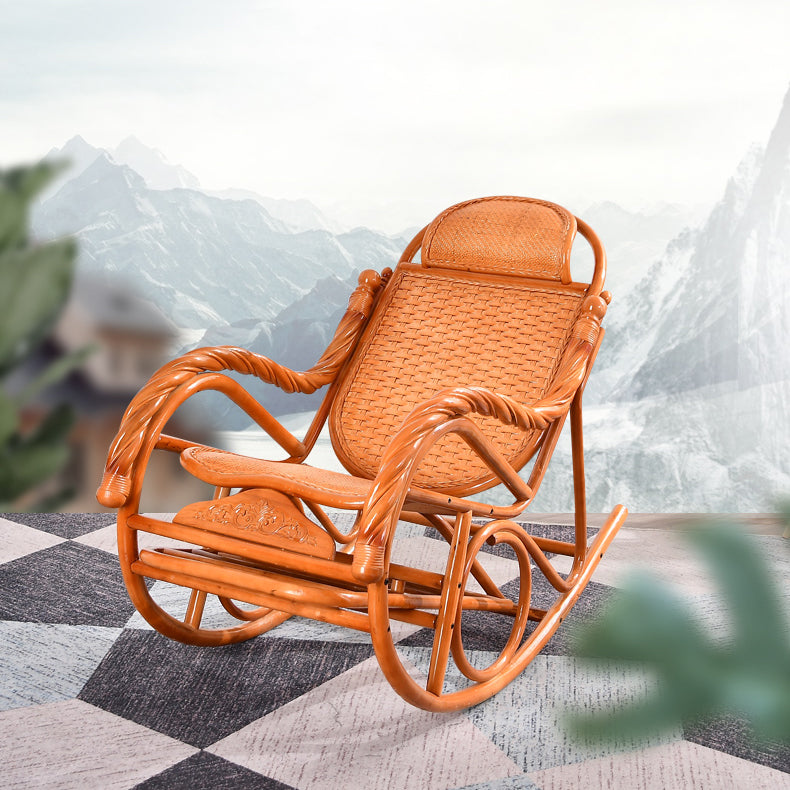 Rattan Rocking Chair Pure Color Traditional Woven Rope Rocking Chair in Living Room