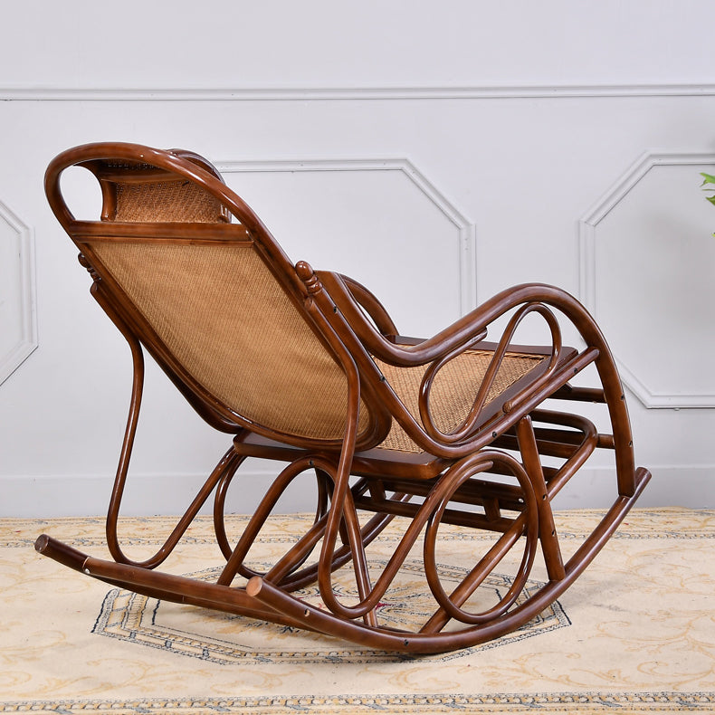 Rattan Rocking Chair Pure Color Traditional Woven Rope Rocking Chair in Living Room